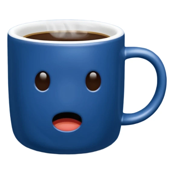 visibly steaming plain blue mug of coffee no face sticker
