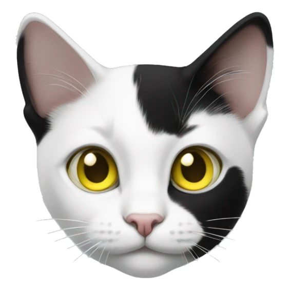 Black and white cat with yellow greenish eyes sticker