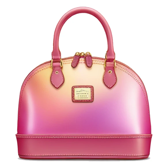 Realistic pink iridescent dome shaped Dooney and Bourke satchel purse isolated.  sticker