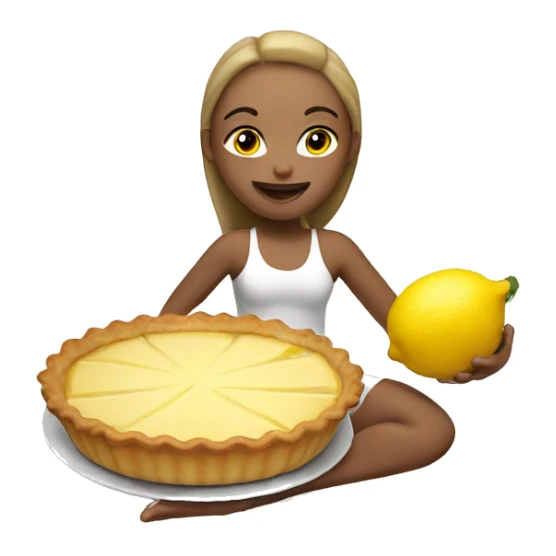 White Yoga girl eating a lemon pie sticker