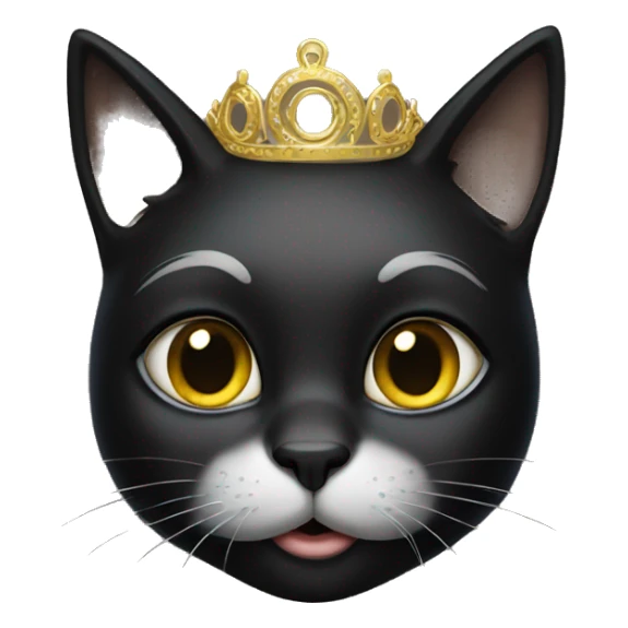 Black cat wearing golden tiara mask sticker