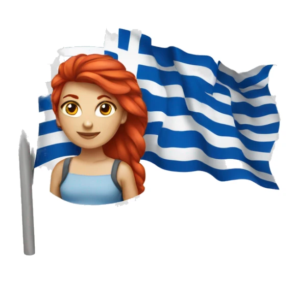 a red hair female ice peak with greek flag sticker