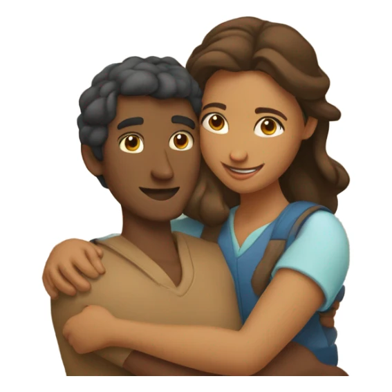 couple hug with warm smiles brown woman brown man sticker