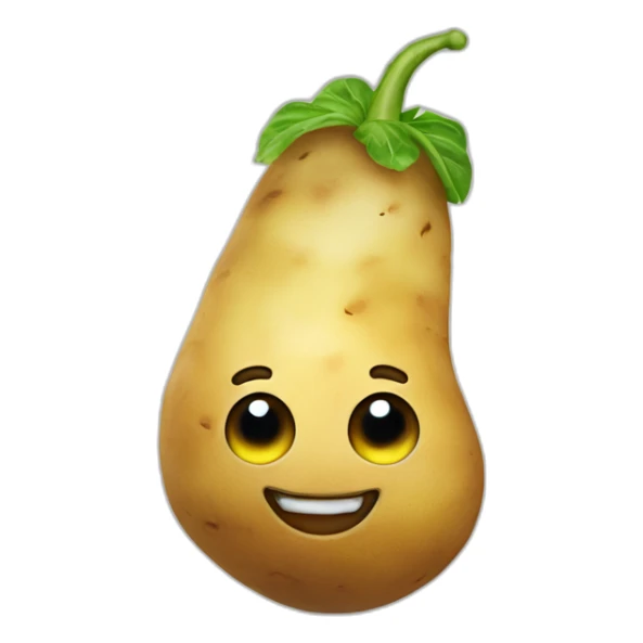 Potato with unicorn horn and smiling face sticker
