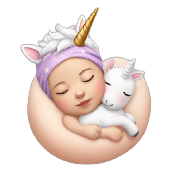 Sleeping white Newborn with unicorn headband sticker