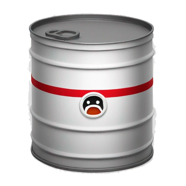 A white Oil barrel with a red stripe in the middle  sticker
