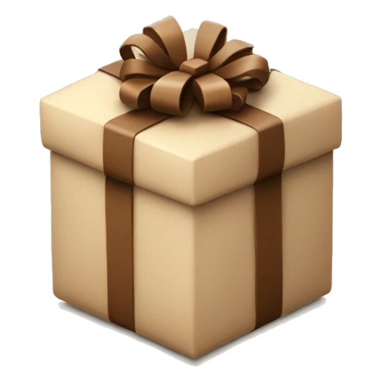 3d beige christmas gift with brown bow around sticker