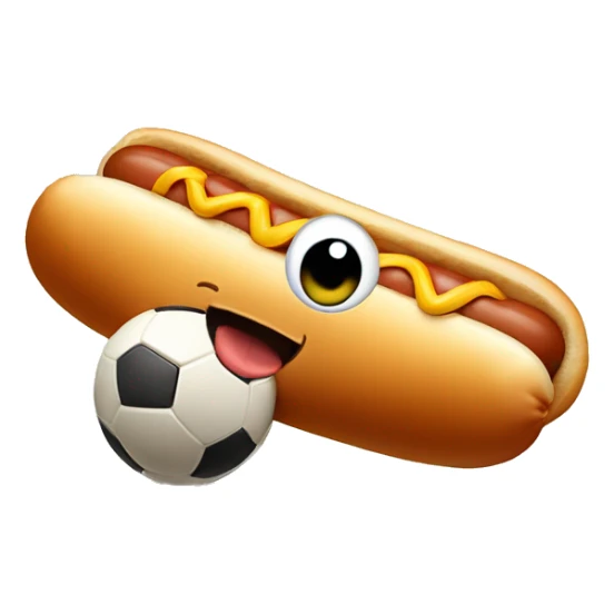 Hot dog with a cute face playing soccer sticker