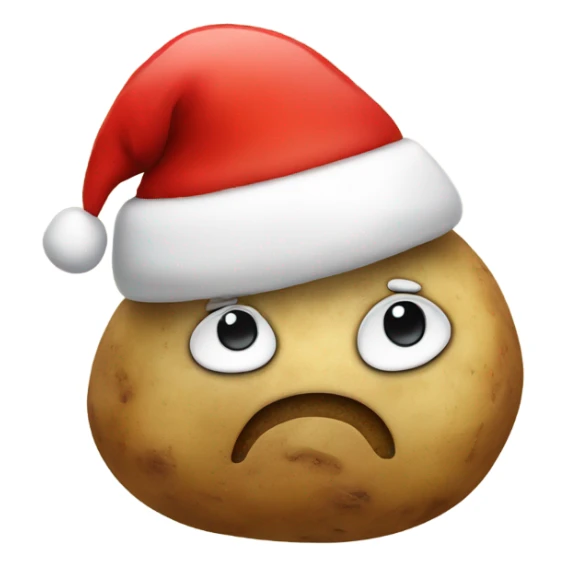 Potato with a face and a Santa Christmas hat on sticker