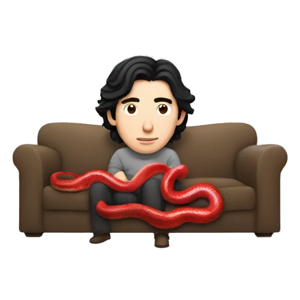 Adam driver in couch with two red snakes watching a movie  sticker