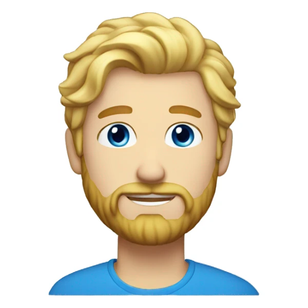 male with blonde hair blue eyes beard with book sticker