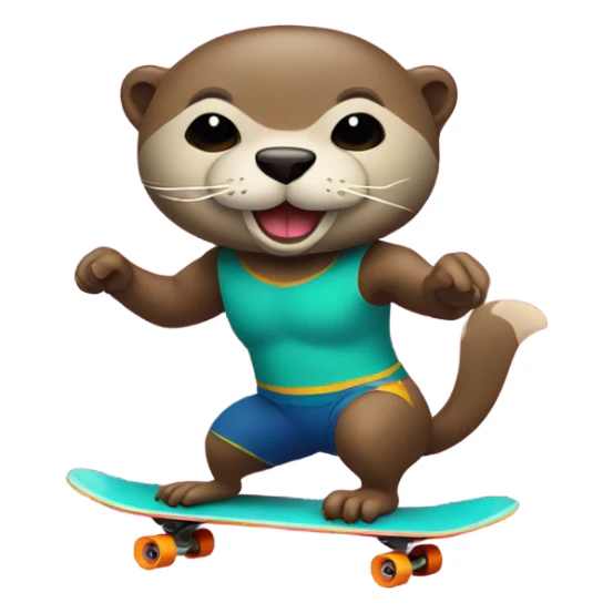 An otter wearing a luchador mask riding a skateboard sticker
