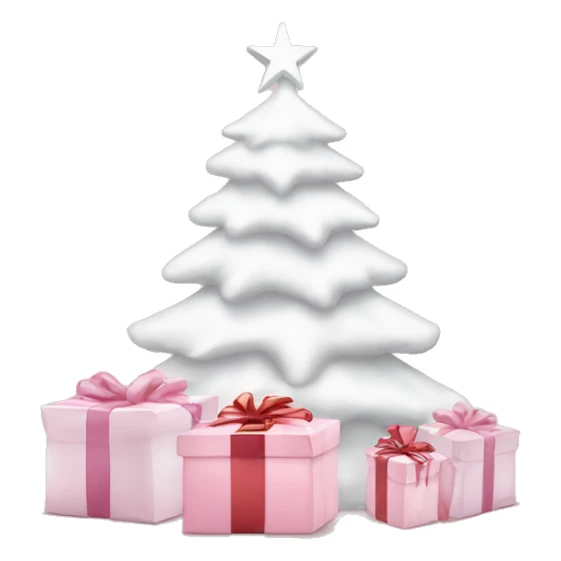 Light pink Christmas gifts under a white Christmas tree  sticker