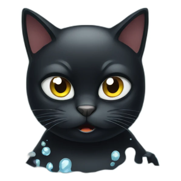 Black cat who is angry at water sticker
