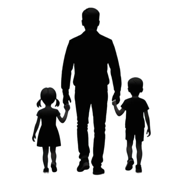 child silhouette walking away from a larger parent silhouette sticker