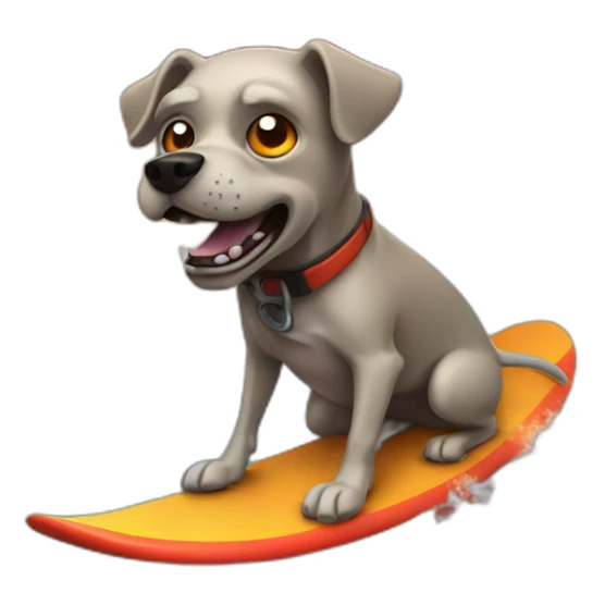 a zombie dog surfing on lava sticker