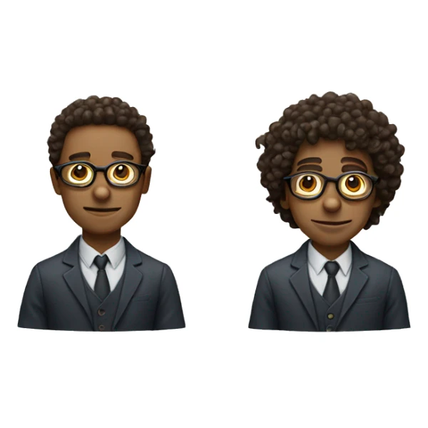 twin internn between two male : one with glasses, the other with curly hairs sticker
