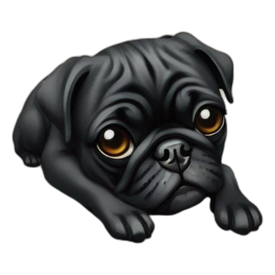 A cyberpunk black pug in Art Nouveau style during 1910 sticker