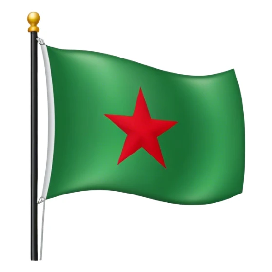 Make a flag that the top is green the middle is white and the bottom is black and has red stars in the middle sticker