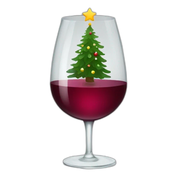 Glass of wine with christmas tree  sticker