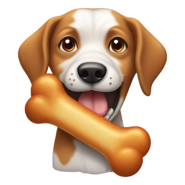 emoji with half of dog bone in mouth sticker