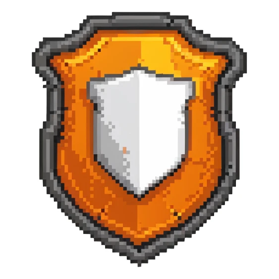 HTML5 logo in pixel art style with classic orange shield and white details sticker