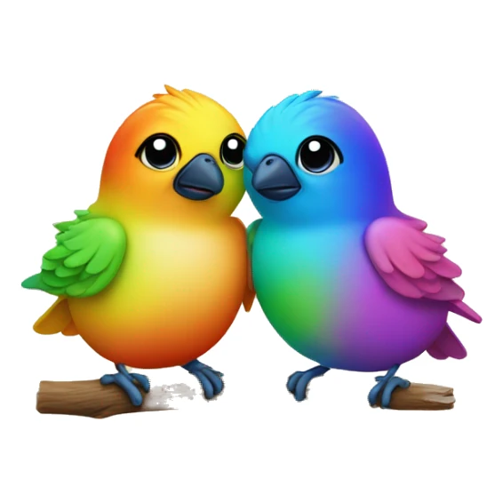 Pair of rainbow baby birds sticker