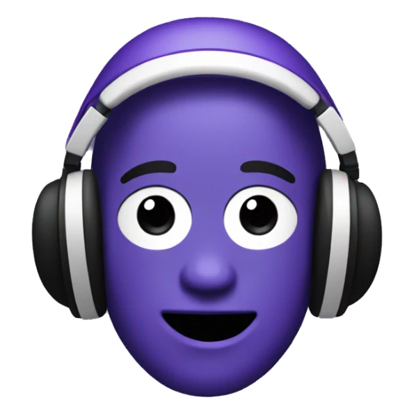 An emoji with purple face and headphone sticker