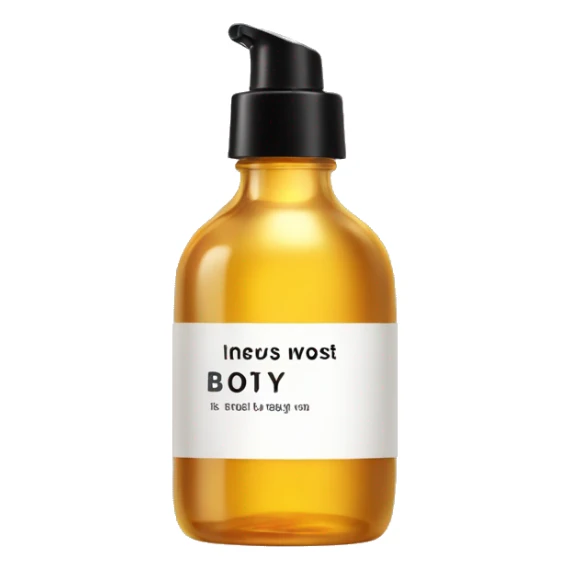 bottle of body oil with label sticker