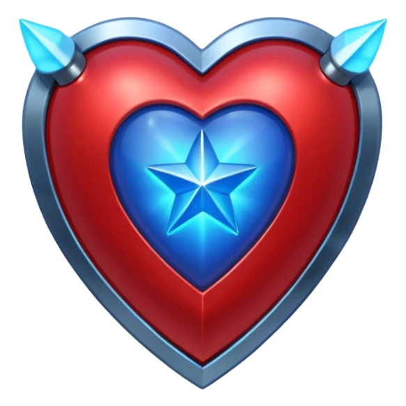 A red armor heart with a glowing blue star in the center sticker