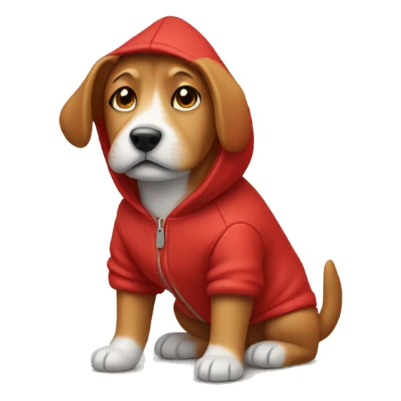 Make a dog wear a little red hoodie sticker