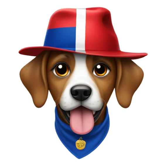a dog with a hat that has a dominican flag on it  sticker