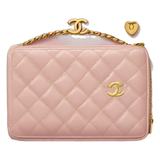 Pastel pink Chanel wallet with gold logo sticker