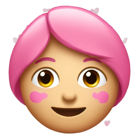 Pink emoji with pink hearts for blush sticker