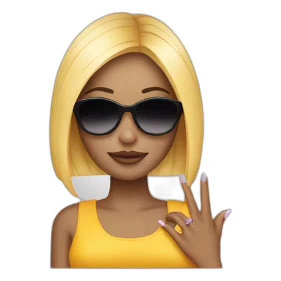 girl with long nails fingers intertwined and sunglasses on sticker