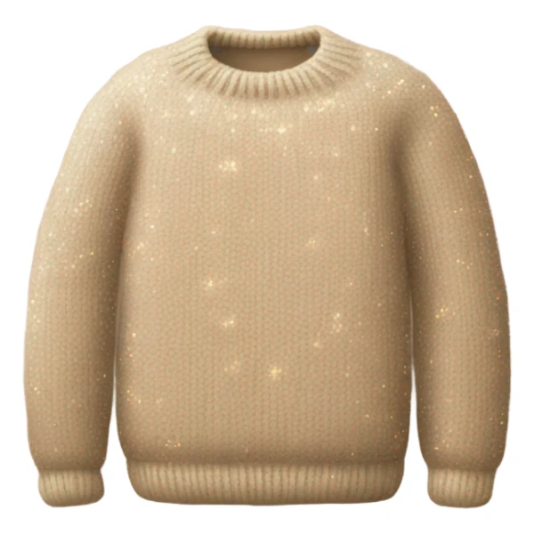 cozy knitted beige sweater with a glitter design sticker