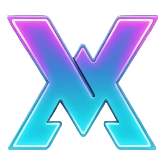 futuristic minimalistic emoji icon, letters "N" formed by three glowing digital lines representing Storm, Atom and NoizeGames, neon purple (#8B5CF6) and cyan (#00E0FF) on dark background, modern tech style, 1:1 aspect ratio sticker