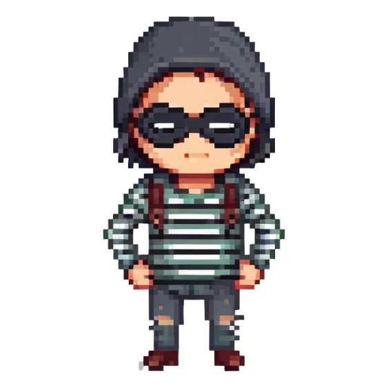 robber with black mask and striped shirt sticker