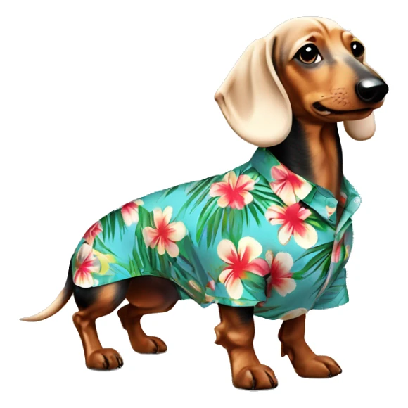 dachshund ￼wearing Hawaiian shirt￼ sticker