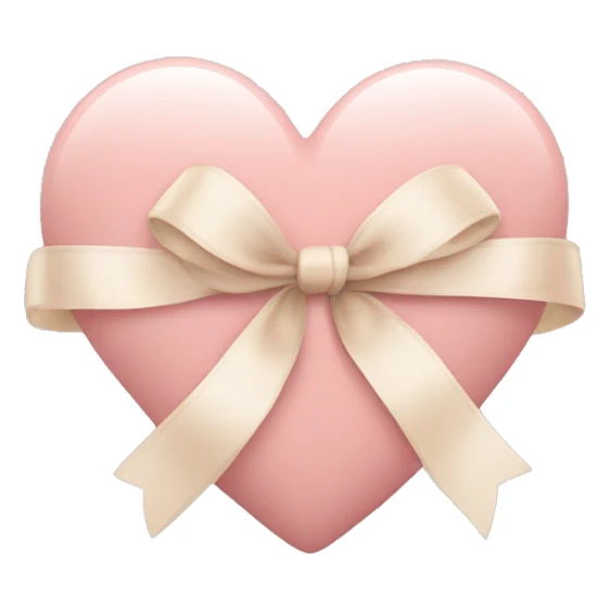 baby pink heart with beige ribbon sticker