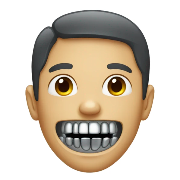 person with metal braces ontop teeth sticker