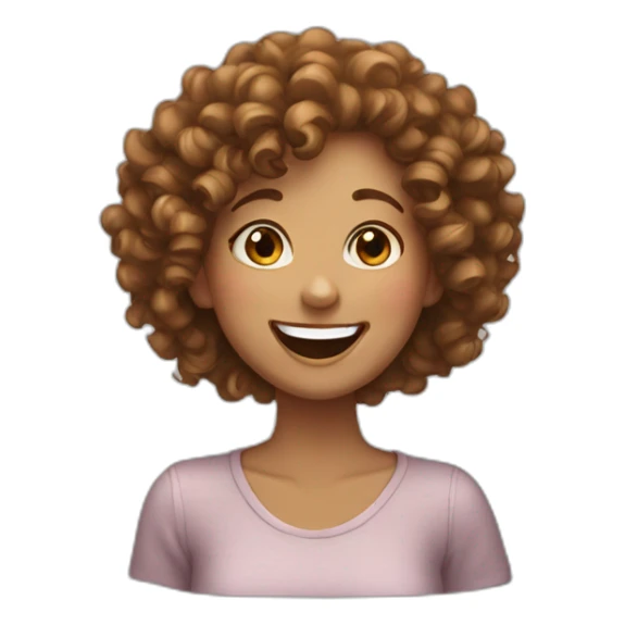 Curly girl laughing sticker