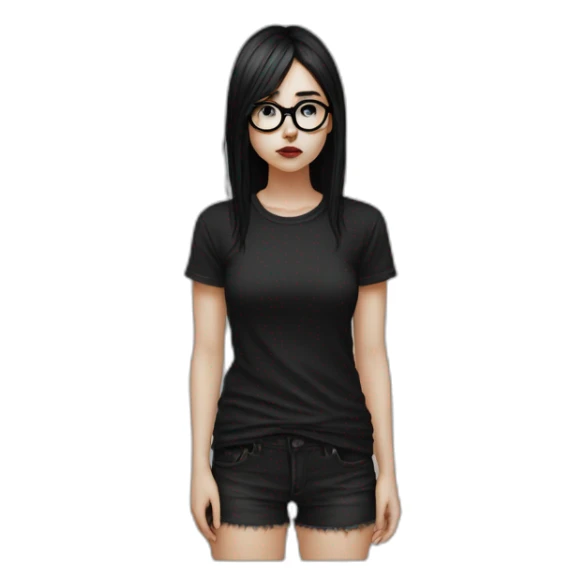 Sad+goth-girl-dark-hair-with-glasses-black-tshirt sticker