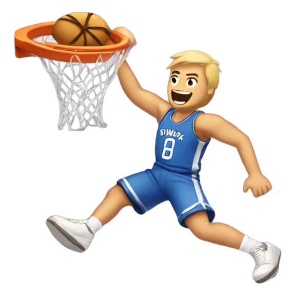 Caucasian Dunking a donut basketball sticker