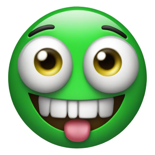 a green smiley shoked with big round eyes and mouth wide open sticker