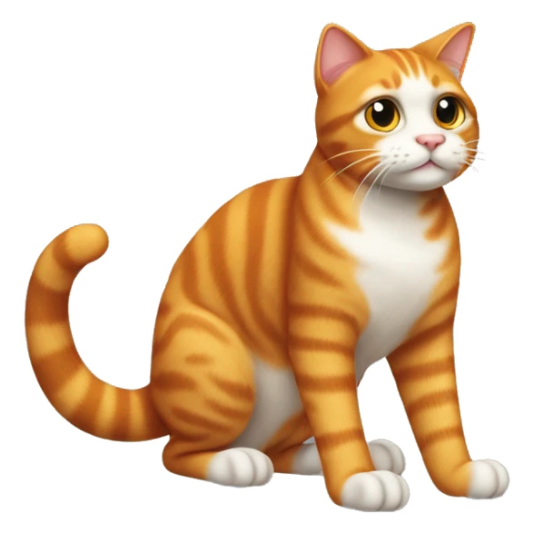 Fully ginger cat standing on his paws and looking right in front of him. View from the side. Like this emoji 🐈‍⬛ sticker