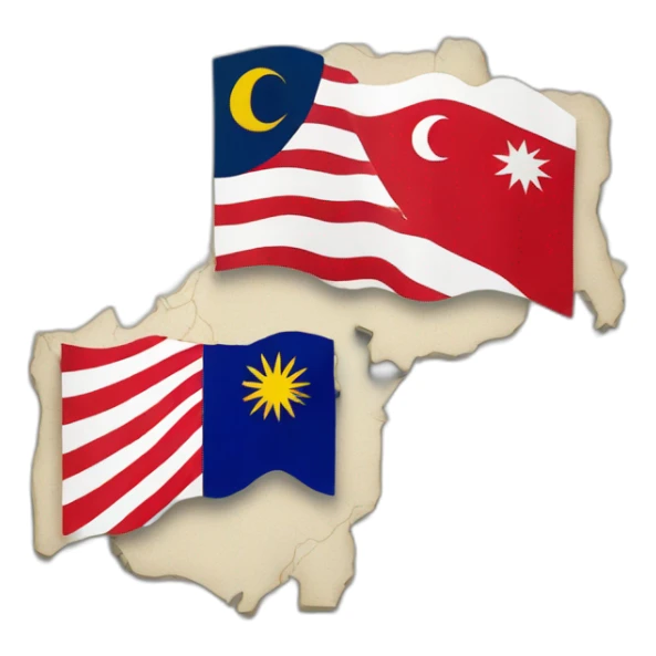 maps of Indonesia and Malaysia together with respective flags sticker