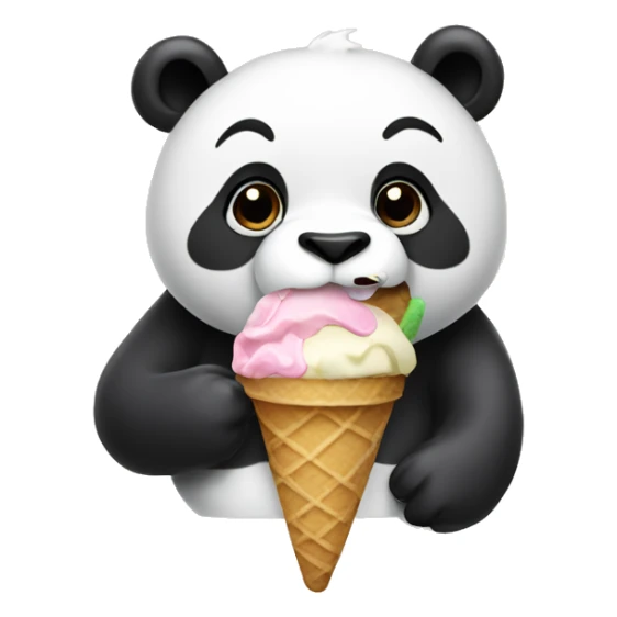 Panda eating ice cream sticker