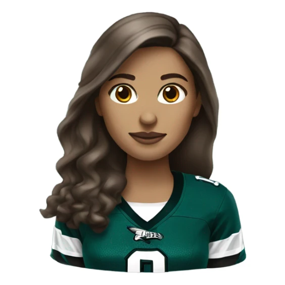  White female brown hair wearing Philadelphia Eagles jersey sticker