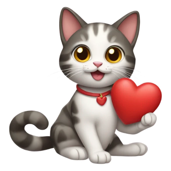 Cat with heart in paws sticker